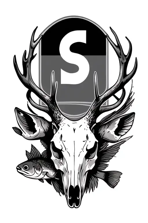 Deer Skull Indiana Flag And Fish