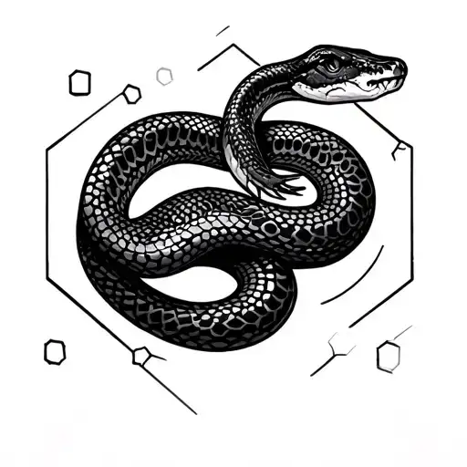 Simple Snake With Hexagons Around It