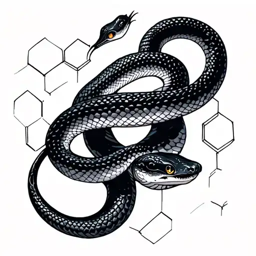 Simple Snake No Scales With Hexagons Around It