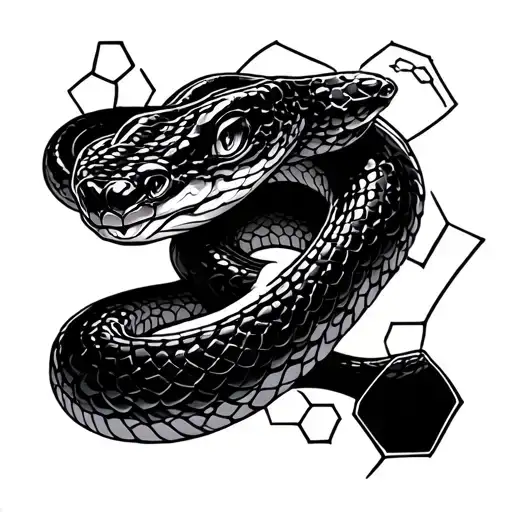 Simple Snake With No Scales With Hexagons Around It