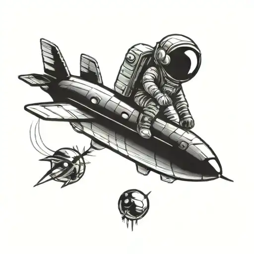 Kid Astronaut Riding A Spaceship Soaring