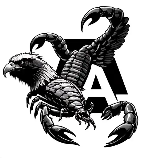 Scorpion With Eagle Fand And The Letter A