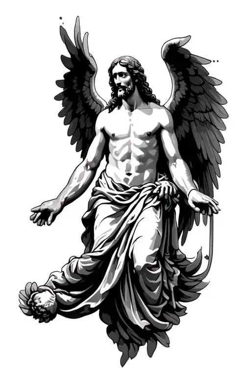 Jesus With Wings Head Down