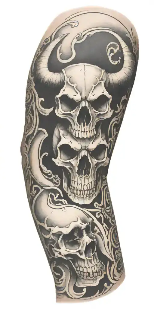 Tooled Leather Sleeve With Longhorn Skull