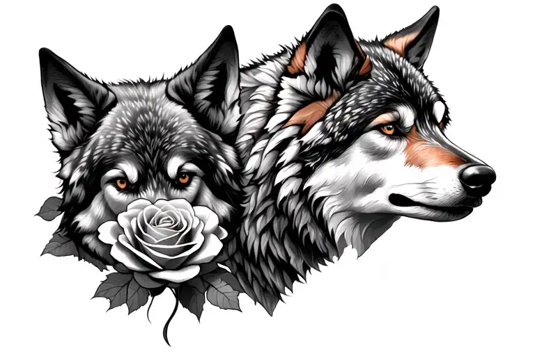 Wolf Blended By Roses