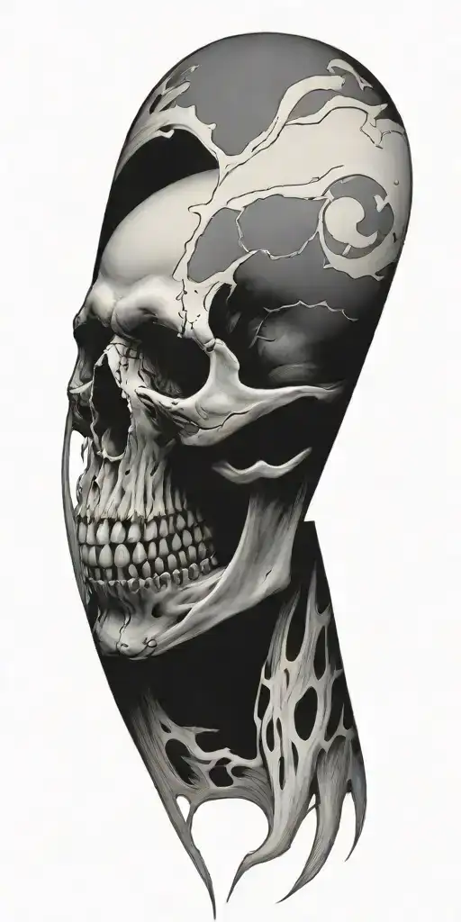 Full Sleeve With Single Skull Surrounded