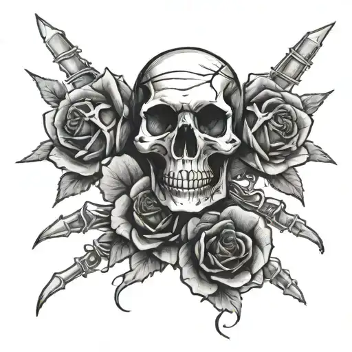 Skeleton Fingers With Rose And Cross Wrapped