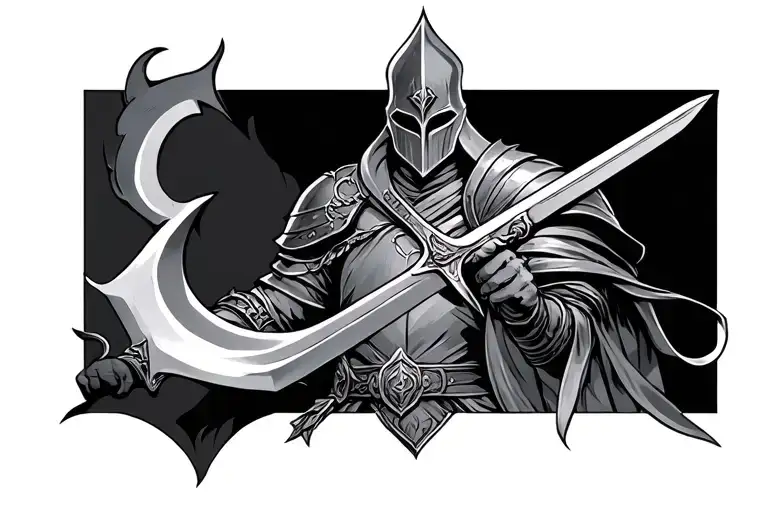 Black Knight Holding A Sword