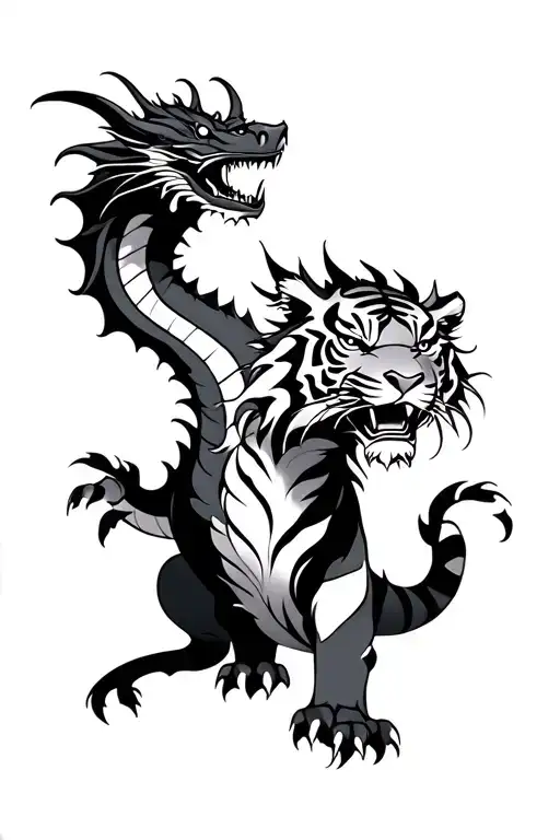 Dragon And Tiger Standing