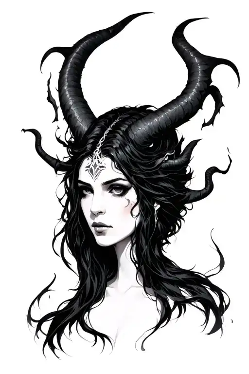 Midnight Demon From Slavic Mythology As A Black Haired Woman