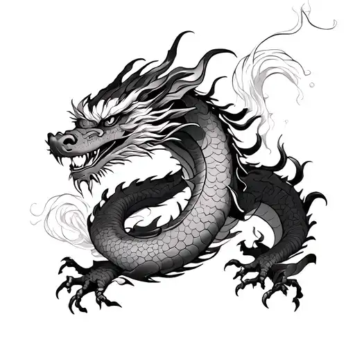 Japanese Dragon Wrapping Around The