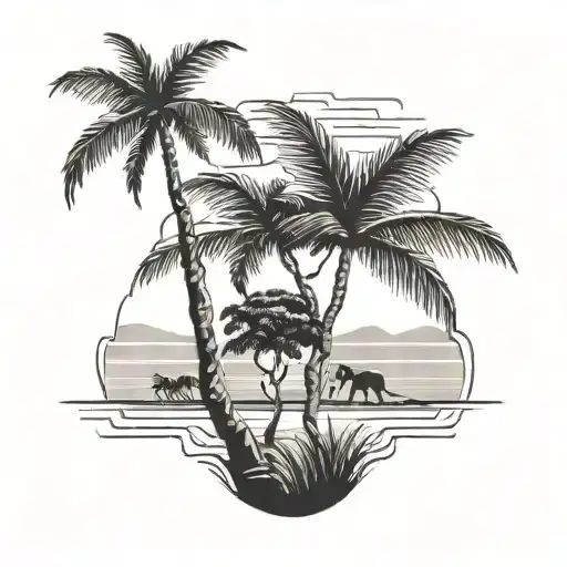 Africa Outline With Palm Tree