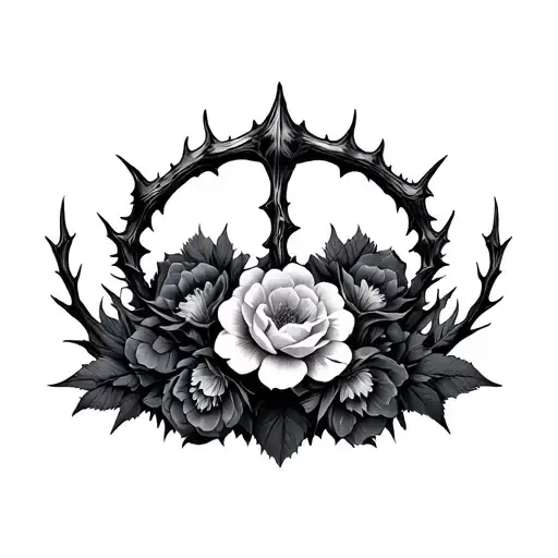 Thorn Crown Then Below Add Flowers