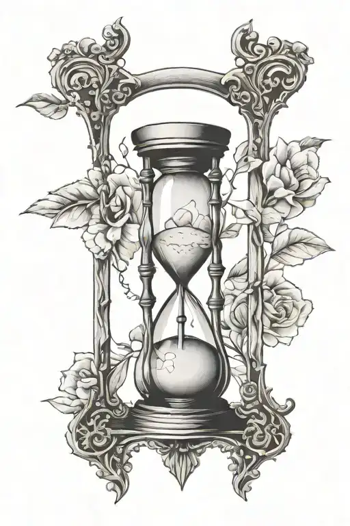 Hourglass Reflected In Vintage Mirror