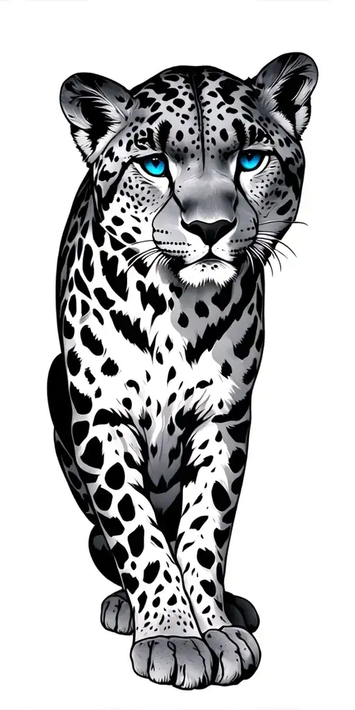 Snow Leopard With Blue Eyes