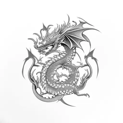 Feminine Dragon With Floral Ornaments Underarm