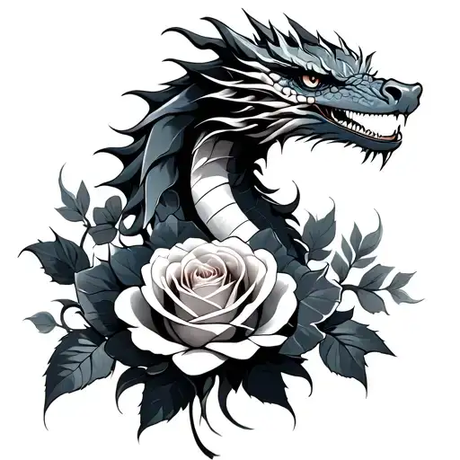 Dragon And Roses
