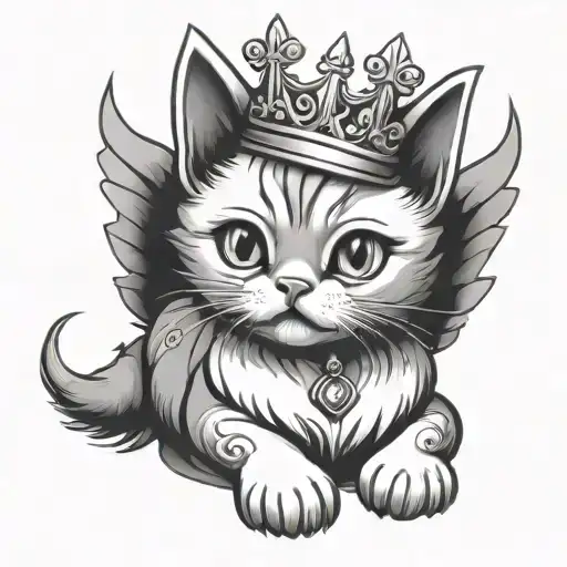 Cute Cat With Wings And Crown