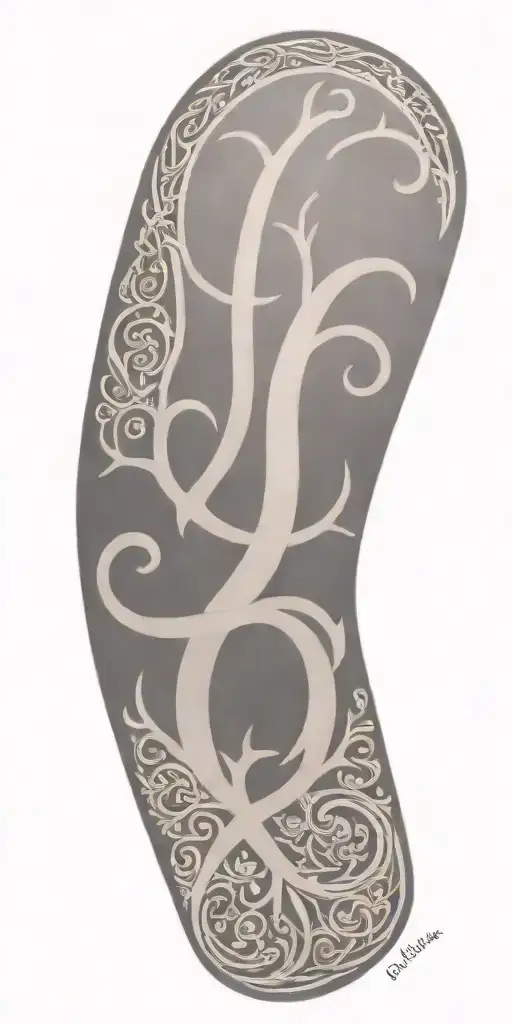 Tooled Leather With J And S Intertwined Within Its Branches