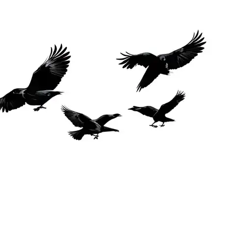 Crows Flying Through Nature Scene As A Band