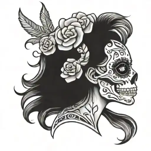 Human Female Sugar Skull As A Centaur