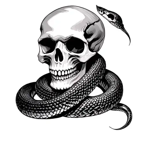Skull And Snake Coiled