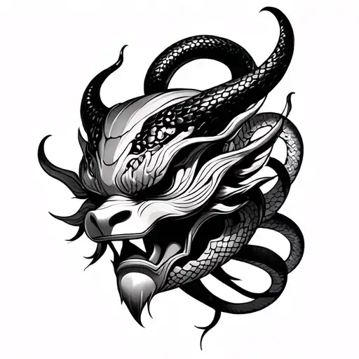 Oni Mask With Snake Coiling