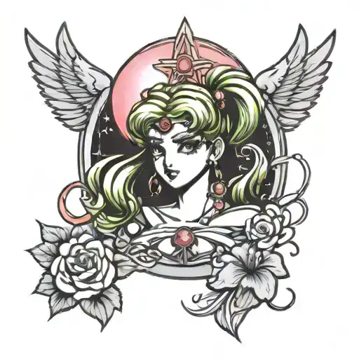 Sailor Moon Sign Tattoo Featuring Sailor Jupiter Sign With A Ruby Water Lilly