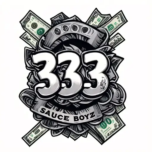 Tattoo With The Number 333 Sauce Boyz Money