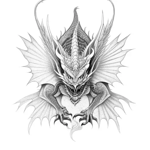 Dragon With Wings Spread Flying Up