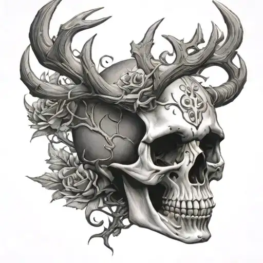 Skull With Antlers