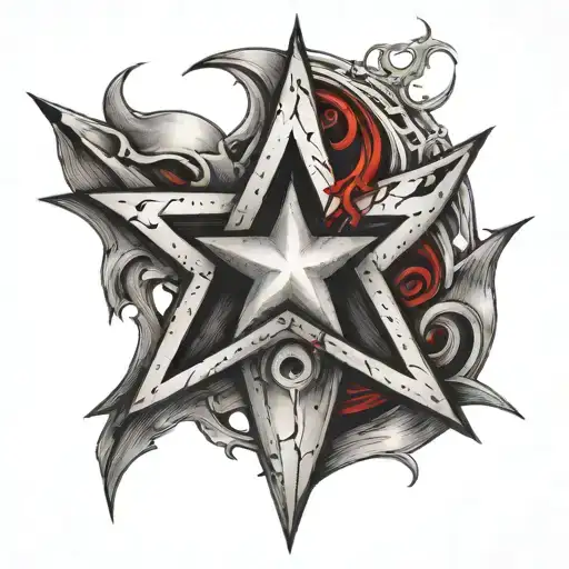 Black Star With A Red X In The Middle