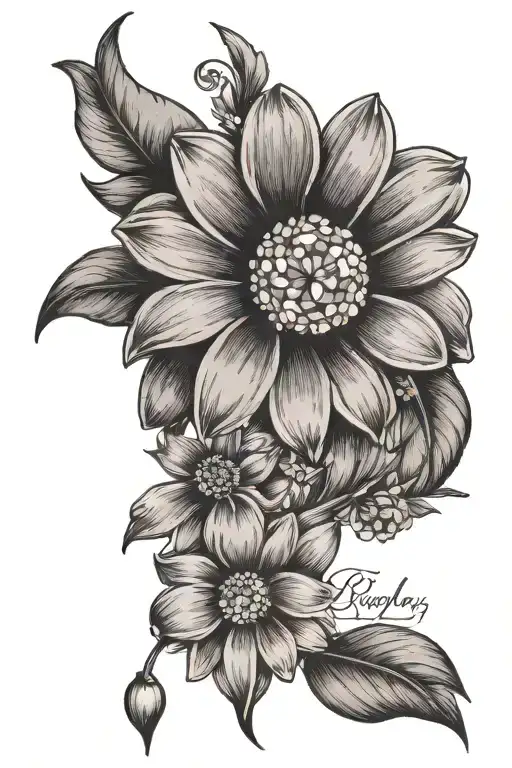 Daisy Flower And Diamond Birthstone With The Name Rigley Grace