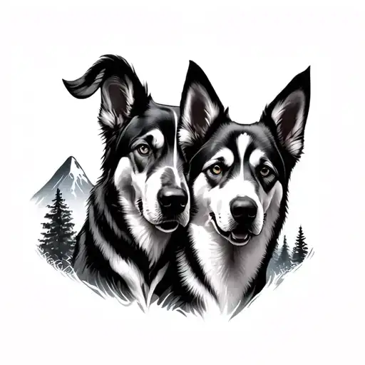 Mountain With Mother Father Dog Siter In Between For Arm Small