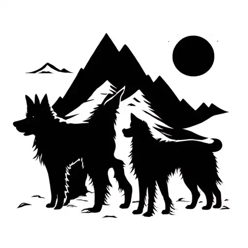 Mother Father Sister And Dog In Mountains