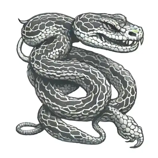 Rattlesnake Coiled Around Bull