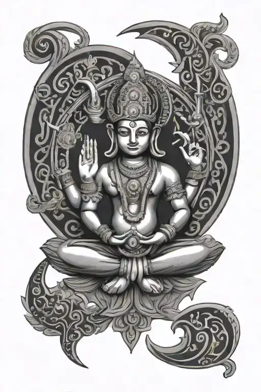 Hindu God Ohm Symbol With Bhadrakali