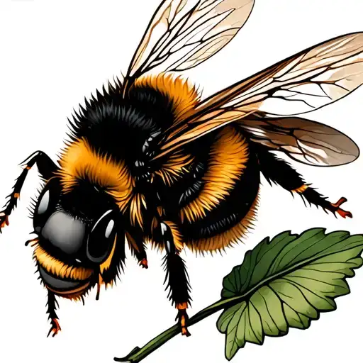 Simple Bumble Bee Carrying A Leaf Under It