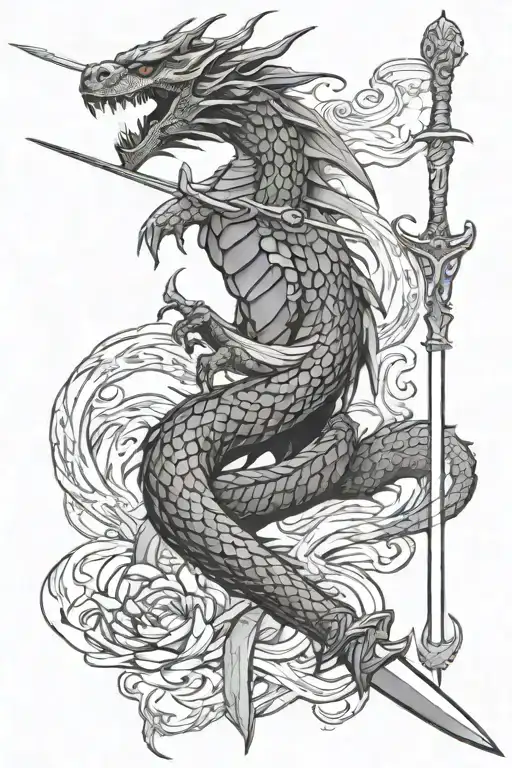 Dragon Around A Sword
