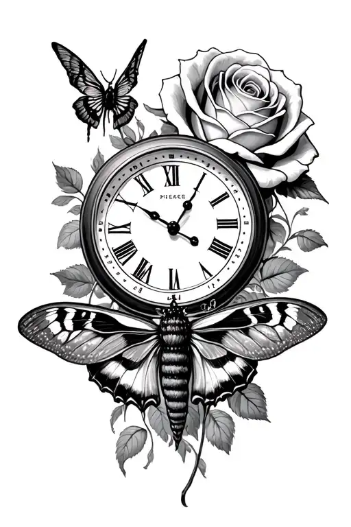 Rose Clock And Moth Emerging