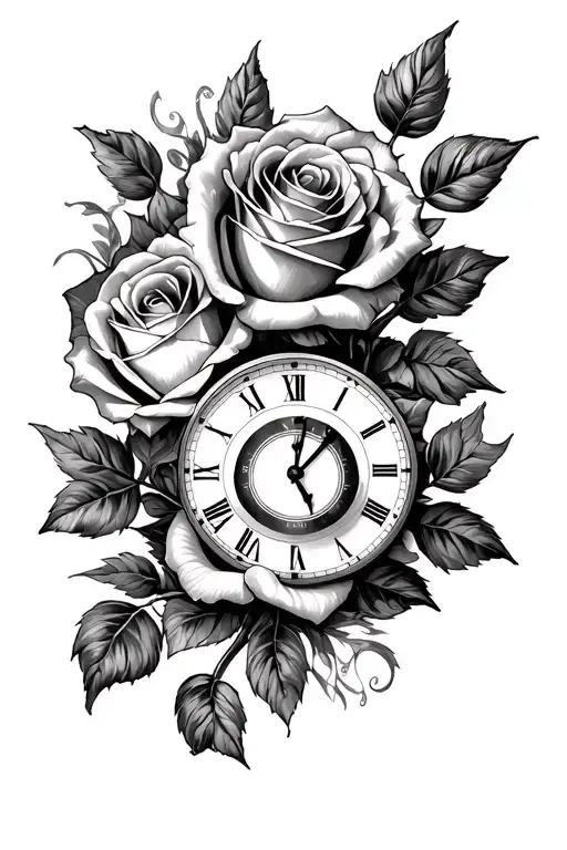 Roses And Clock