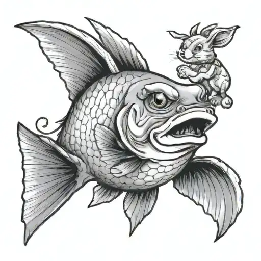 Happy Fish With Funny Rabbit And Date 1999-03-18