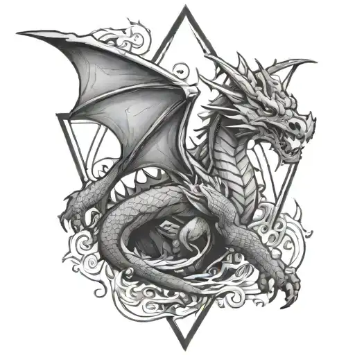 Happy Loughting Dragon With In Triangle Shape