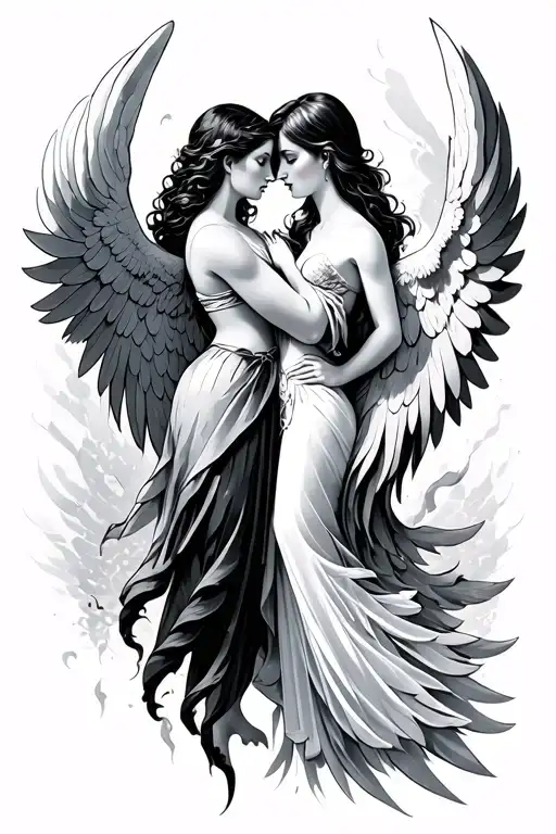 Light And Dark Angels In Love