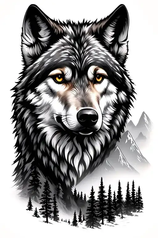 Colorado Mountains With Wolf