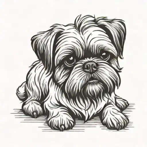 A Line Sketch Of A Dog Breed Shih Tzu With The Name Milo