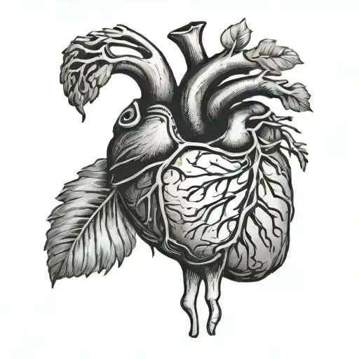 Black And White Human Heart With Dacron Aortic Root Repair