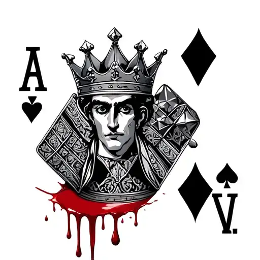 King Playing Card Dimonds With Crown And Blood Dripping
