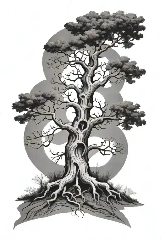 Tree With 12 Words Down Trunk Surrounded