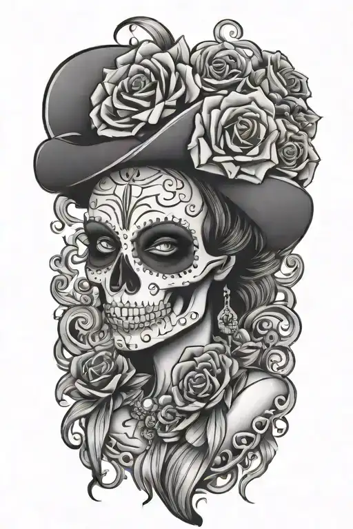 Skull Mexican Catrina